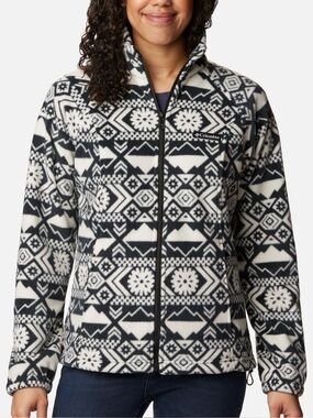 Columbia Black & Cream Patterned Fleece Jacket